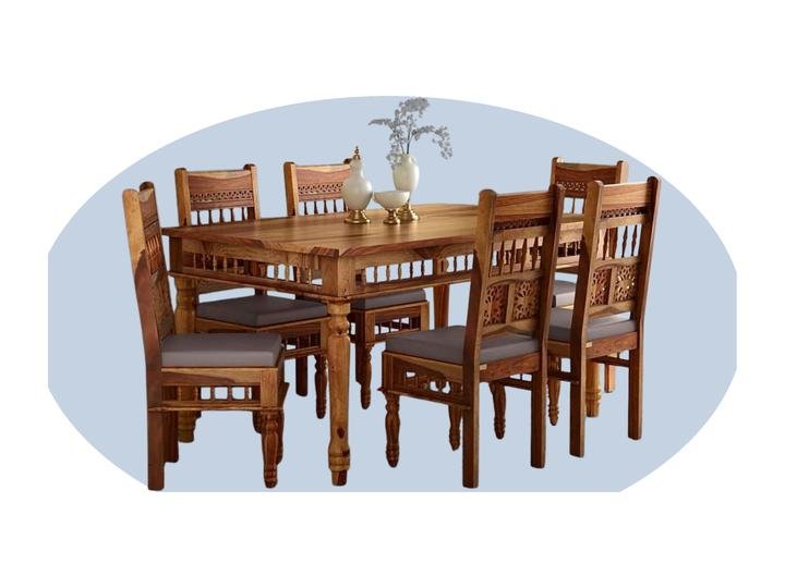 6-seater wooden dining set — Marudhar Furniture catalogue MF-300