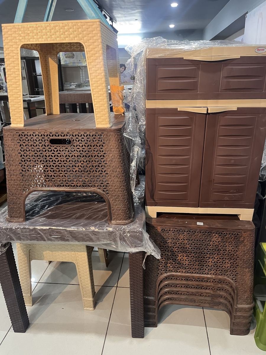 Plastic cabinets and stools in stock at Marudhar Furniture